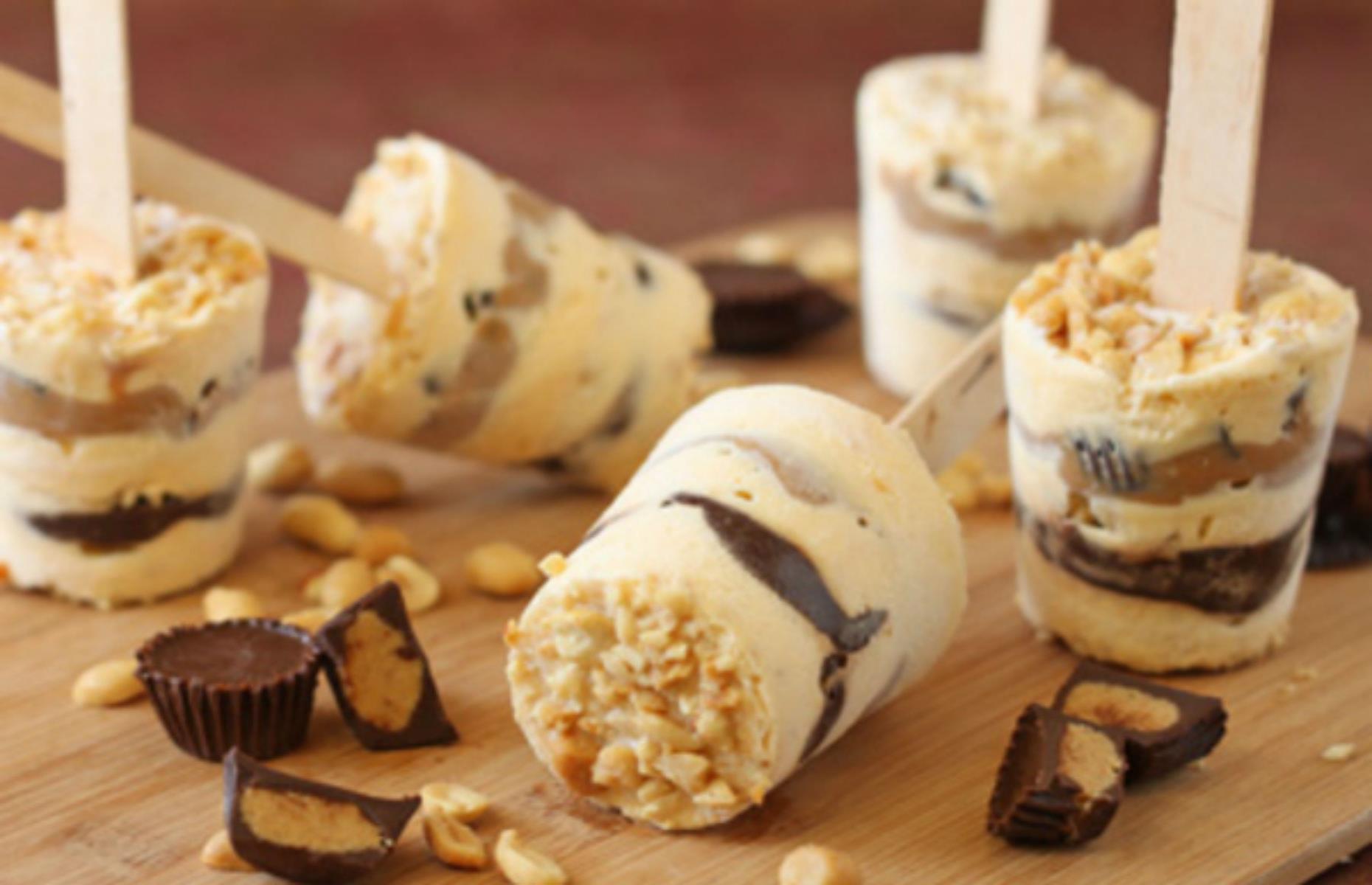 Peanut brittle ice cream pops